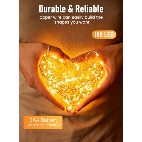 Minetom Fairy String Lights, 33Ft 100 LED Mini Battery Operated Fairy Lights Copper Wire Twinkle Lights Mason Jar Lights, Waterproof Starry Firefly Lights for Party Wedding Christmas Decor