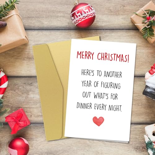 Heart Christmas Card for Husband Wife - Funny Holiday Card for Him Her, Unique 8x5.3in