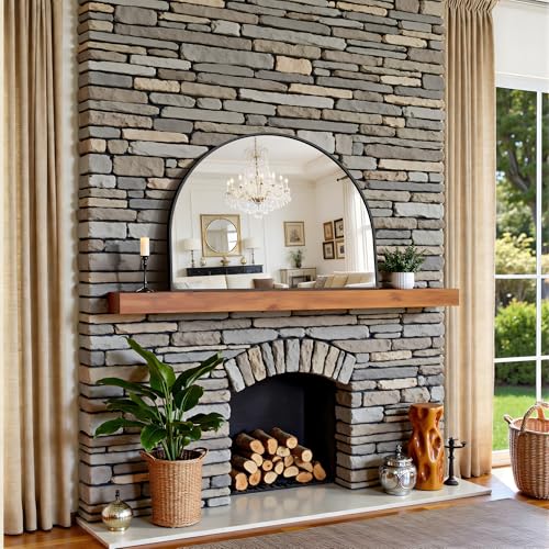 CIRCUMI 40x30 Inch Black Arched Wall Mirror - Entryway & Living Room Decor