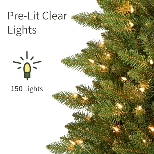 Puleo International 4.5ft Slim Fraser Fir Artificial Christmas Tree with 150 Clear Lights