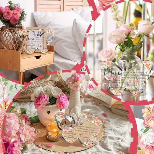 Shellwei Spanish Christian Acrylic Gift for Women Religious Inspirational Gift with Bible Verse Regalos Cristianos Para Mujer Bible Prayer Choice for Women Mother's Day Xmas Birthday Present(Bright)