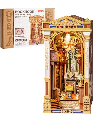 Rolife Library of Wonders Book Nook Kit - Baroque Style 3D Wooden Puzzle for Adults