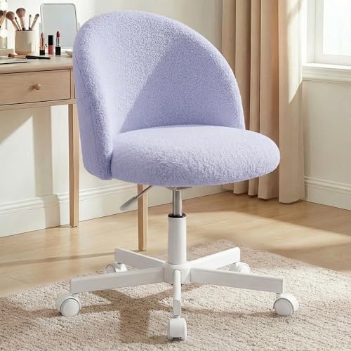 Neo Chair Purple Vanity Chair with Wheels, Adjustable & Swivel, Armless