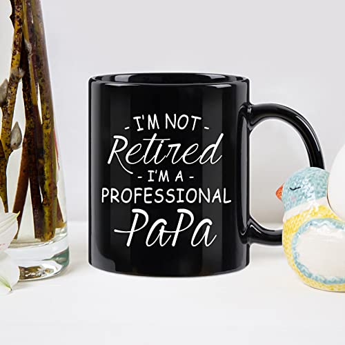 WENSSY Black Retirement Mug for Papa - I'm Not Retired I'm a Professional Dad 11 Oz