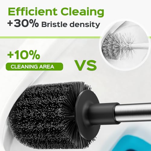 HAMITOR Stainless Steel Toilet Plunger & Brush Set A - Heavy Duty Unclogging Bathroom Tool