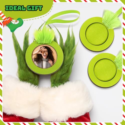 Blulu 24 Pcs Christmas Lime Green Photo Frame Ornaments – Grinch Green