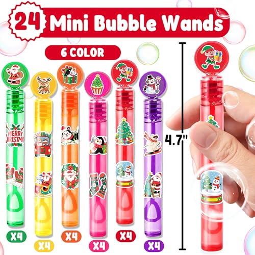 MDNHIO 24-Pack Christmas Bubble Wands Party Favors for Kids