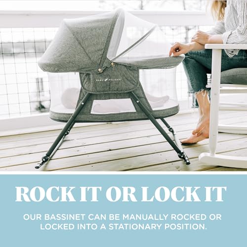 Go With Me Slumber Deluxe Portable Rocking Bassinet with Canopy - Charcoal Tweed