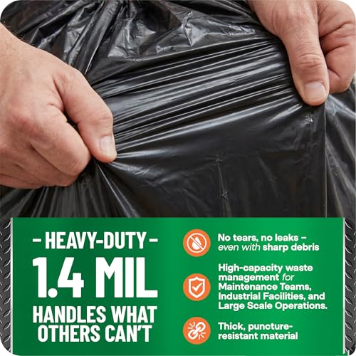 95-96 Gallon Heavy Duty Trash Bags - Extra Large 61x68 Inch Garbage Liners - Leak & Tear Resistant - 40 Pack