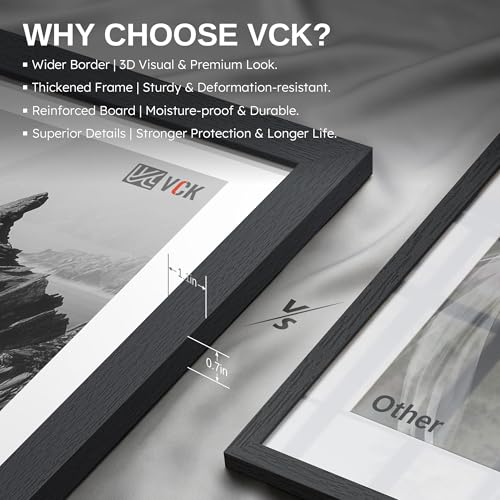 VCK 11x17 Black Solid Wood Picture Frame Set of 3 Wall Display