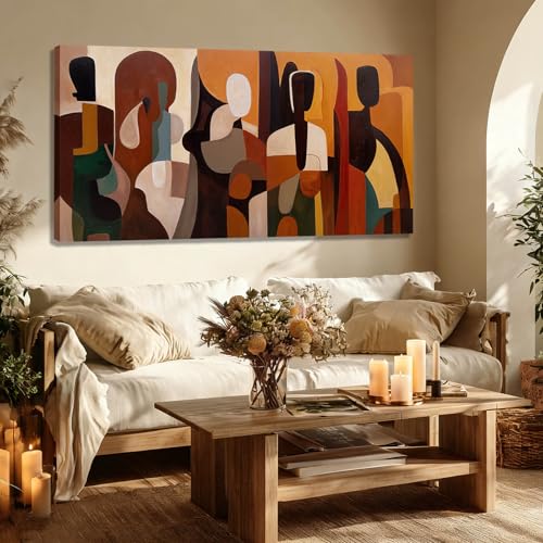 GAIDUOMAI Brown Geometric Wall Art 24x48 Inch Framed for Living Room Office