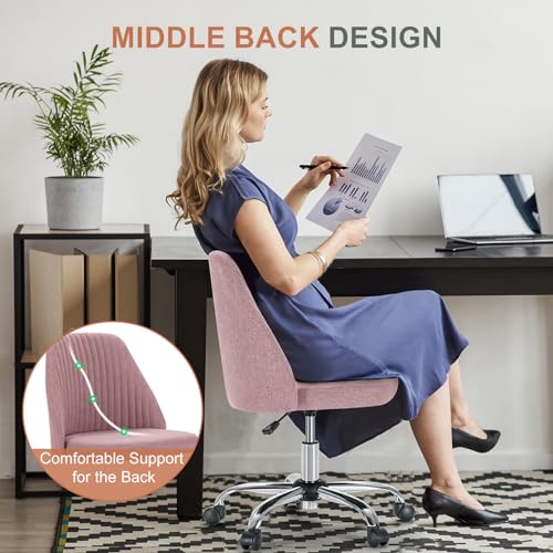 DUMOS Blush Home Office Vanity Chair with Adjustable Height & 360° Swivel