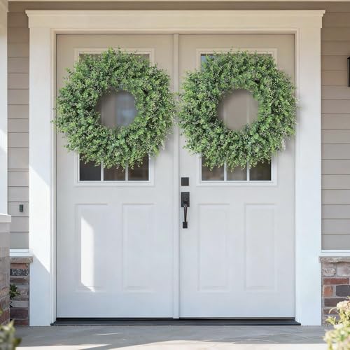 Artificial Eucalyptus Wreath 32 Inches with Seeds - Green Front Door Decor