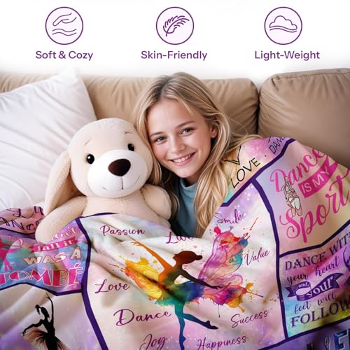 Dance Gifts Blanket for Girls, Dance Recital Gift for Girls, Gift for Dancers, Dancer Present for Girl on Birthday Gifts for Christmas Thanksgiving 40x50in