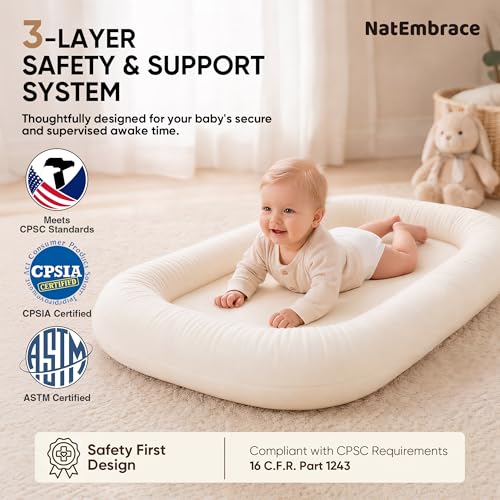 NatEmbrace Birch Baby Lounger Infant Support Cushion for 0-24 Months
