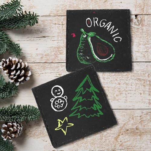 68-Piece Square Slate Coaster Set - 4 Inch Black Stone Coasters, Modern Home & Bar Decor