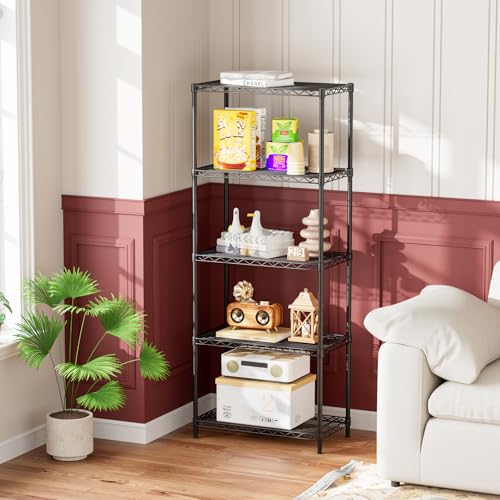 Golpart 5-Tier Adjustable Metal Wire Shelving Black 12"D x 22"W x 59"H