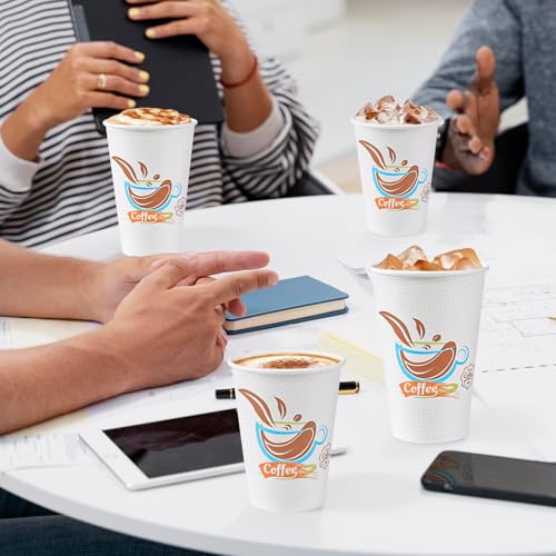 12oz Disposable Coffee Cups Pack of 180 - Leak-Proof Paper Cups No Lids - Perfect for Cafes & Events