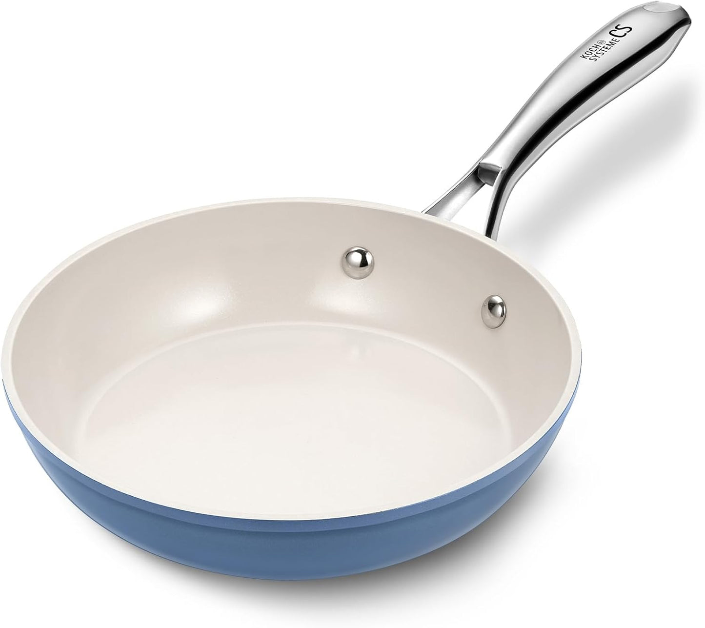 KOCH SYSTEME CS Nonstick Frying Pan - 8 Inch Omelet Skillet with Stay-Cool Handle | PFOA Free, Blue