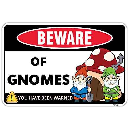 Venicor Gnome Sign Decor - 8 x 12 Inches - Aluminum - Funny Gnome Gifts for Women - Gnome Decorations for Home Stuff