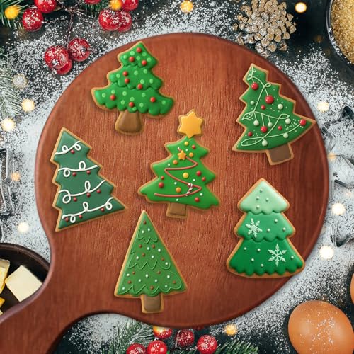 FUSOTO 6Pcs Christmas Tree Cookie Cutter Set - Christmas Tree Shaped Cookie Cutters