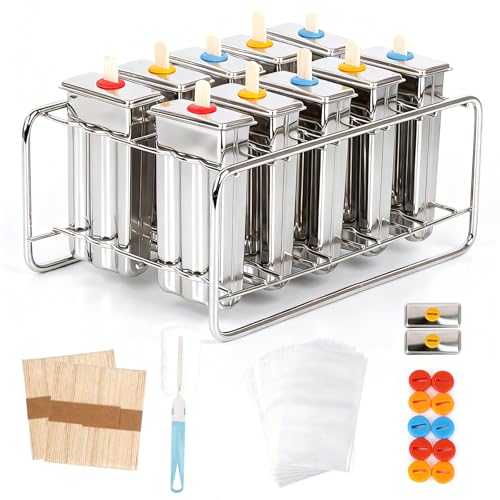 Stainless Steel Popsicle Mold Set with Sticks & Seals - 10 Pieces for Homemade Ice Pops