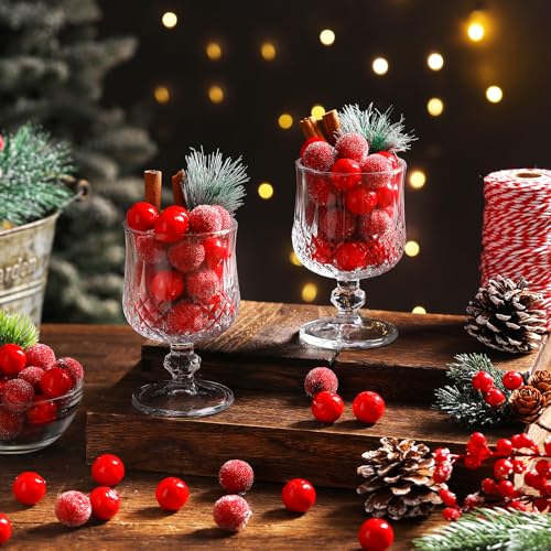 320 Pcs Christmas Artificial Cranberries Vase Fillers - Frosted & Non-Frosted