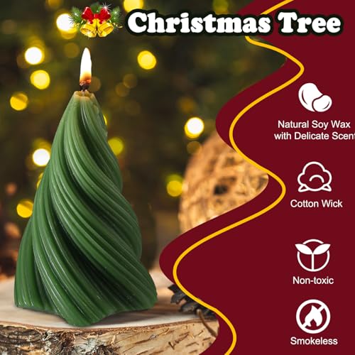 Conelist Christmas Tree Candles Set - Scented Soy Wax Snowy Swirl Decor, 5 Pack