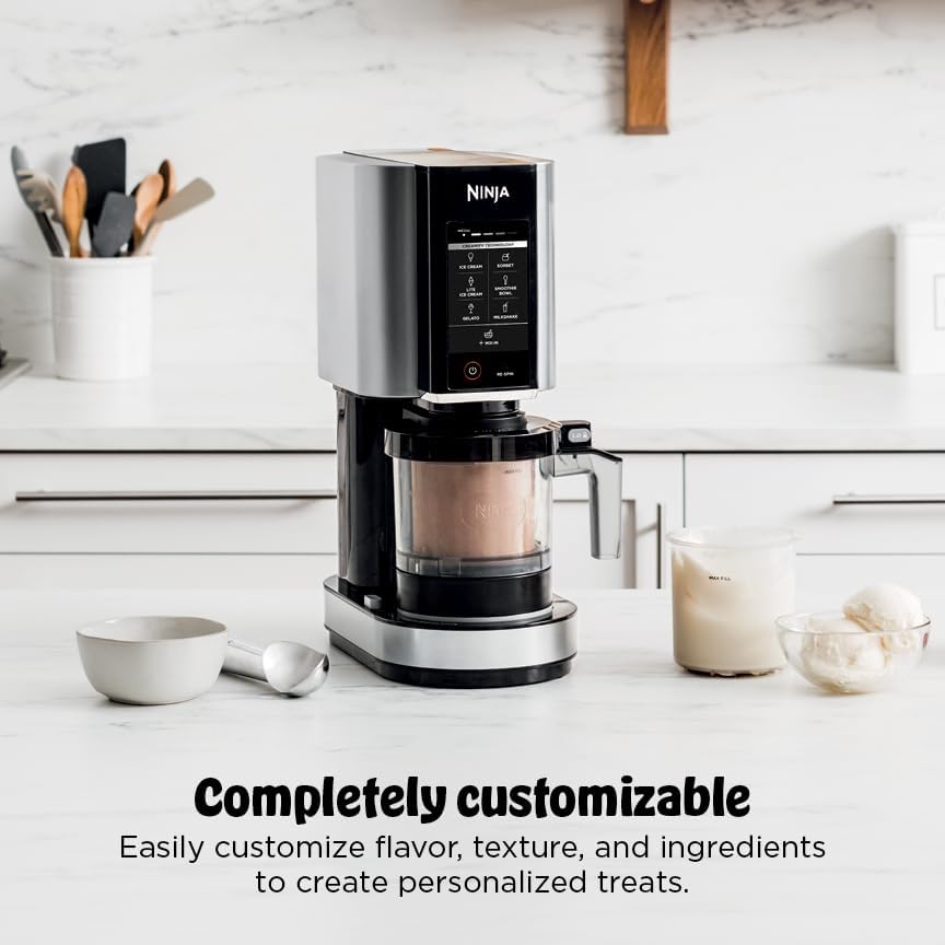 Ninja NC301 CREAMi Ice Cream Maker - Create Gelato, Milkshakes & Sorbet | 7 One-Touch Programs, Compact Size, Silver