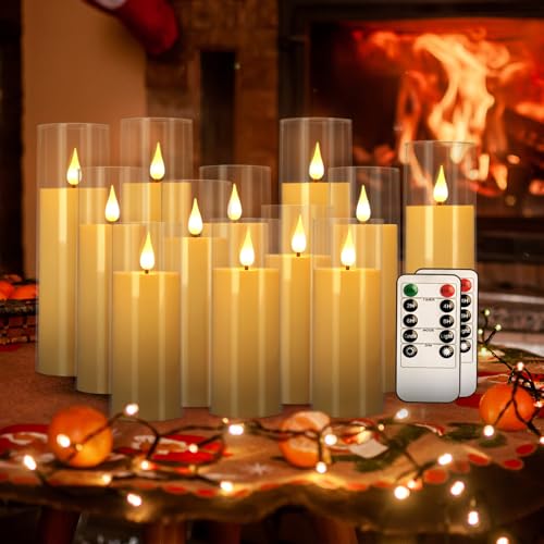 Fclayvts 12-Pack Flameless LED Candles with Remote, Flickering 3D Wicks, Safe Battery-Operated Home Decor