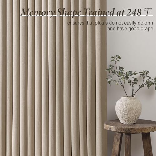 MIULEE Taupe Pinch Pleated Linen Blend Curtains 40x96 Inches Set of 4