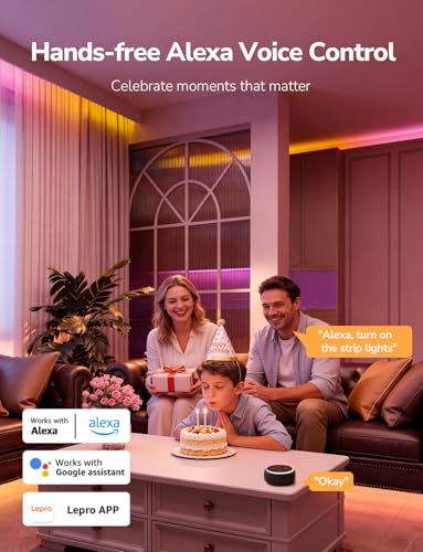 Lepro S1 AI Smart LED Strip Lights with IC 50FT 2.4G WiFi Bluetooth