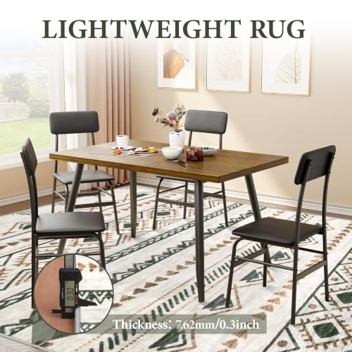 Aoyaomi 8x10 Brown & Green Boho Geometric Area Rug - Non-Slip, Washable, Soft Floor Carpet for Living Room & Bedroom