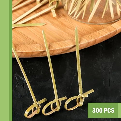 Perfect Stix Bamboo Pick 4 300ct Bamboo Knot Picks, Cocktail and Hors' D'Oeuvre, 4" (Pack of 300)