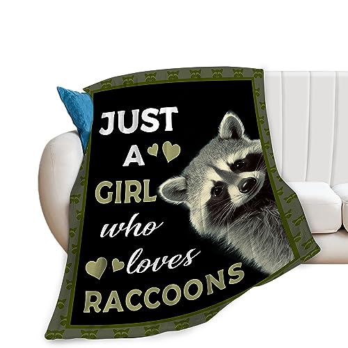 Raccoon Blanket Raccoon Plush Throw Blanket Super Soft Cozy Warm Fleece Just A Girl Who Loves Raccoon Animal Bedding Blanket Gifts for Kids Girls Boys Women 40"X50"