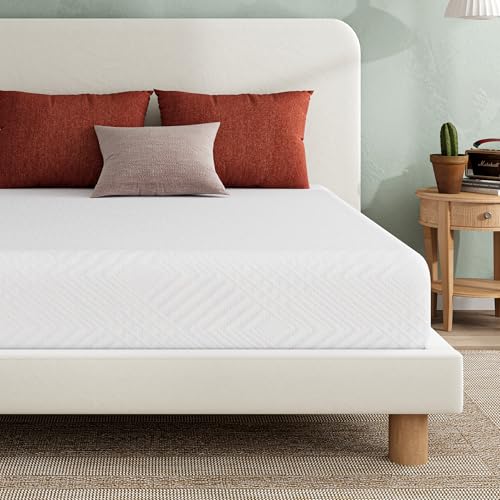 6 Inch Twin Green Tea Gel Memory Foam Mattress - Cooling, Fiberglass-Free