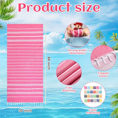 SmoothNovelty 24 Pcs Turkish Beach Towel 30 x 60 Inch Extra Large