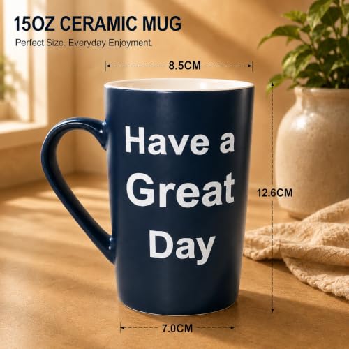 MAUAG Funny Coffee Mug Have a Great Day Middle Finger Cup, 15 Oz