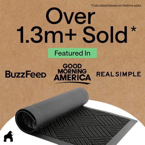 WeatherMax Door Mat - Indoor Outdoor Use, 35x23 Black Diamond - Heavy Duty, Weatherproof, Dirt & Moisture Capture