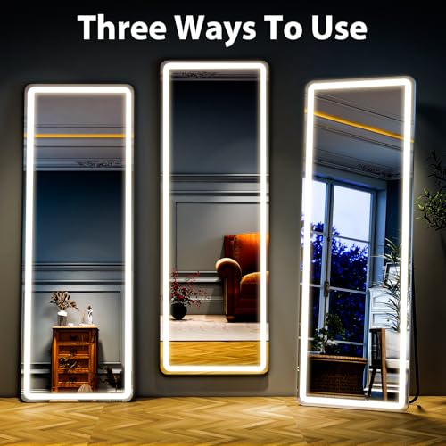 60" x 16" Rectangle Full Length Mirror with Lights for Bedroom