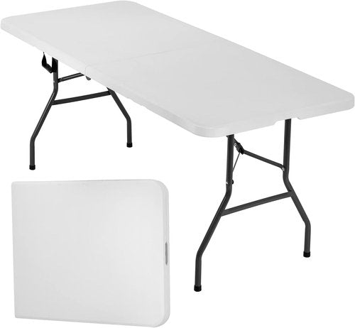 FDW Folding Table - Portable 6 FT Foldable Design for Parties & Backyard Events - White Color