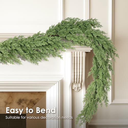 WBHome Real Touch Pine Garland 6 FT - 160 Tips, emerald green, indoor/outdoor