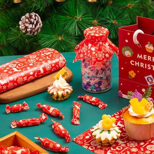 Christmas Wax Paper Sheets Red Snowflakes 100 Pcs Holiday Food Wraps