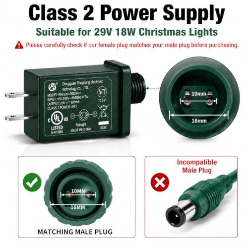 29V 620mA LED Christmas Tree Power Supply Adapter Replacement