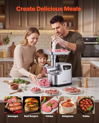 VEVOR 5 Lbs/Min Electric Meat Grinder with 3 Plates & Sausage Tubes, 700W