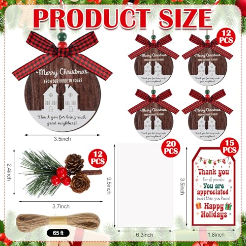 Amyhill 12 Set Christmas Neighbor Gifts Ornaments Wood 2026 House Gift