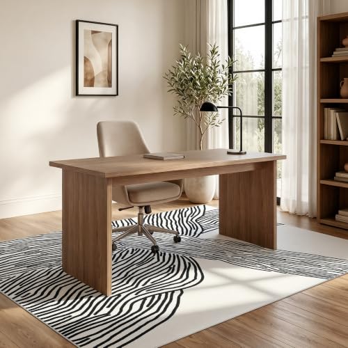 Modern Lines Beige 5x7Ft Abstract Washable Rug - Non-Slip Area Rug for Living Room Bedroom Nursery