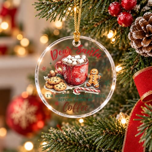 Coffee Lover Christmas Ornament Acrylic Holiday Decor for Tree