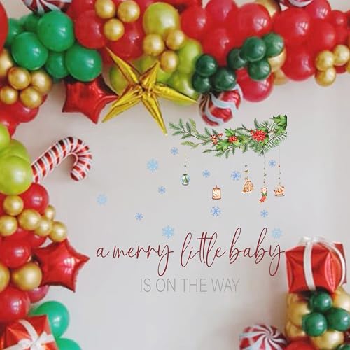 A Merry Little Baby is On The Way Decal - Christmas Theme Baby Shower Decorations£¬Gender-Revealing Decoration,Balloon Arch Decor