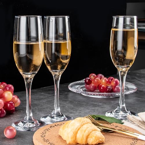 UMEIED Champagne Glasses Set of 12 - Clear Long Stem Flutes for Weddings & Celebrations